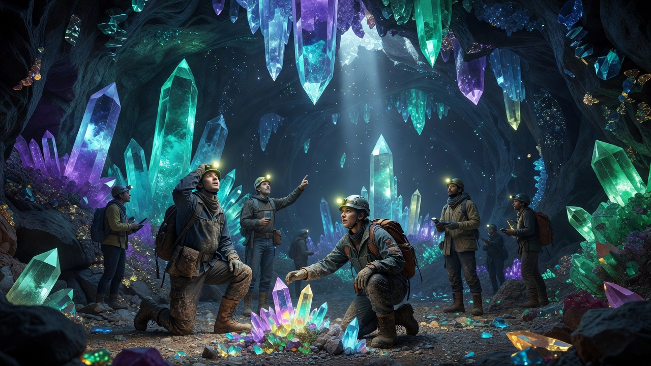 Glowing underground crystal caverns
